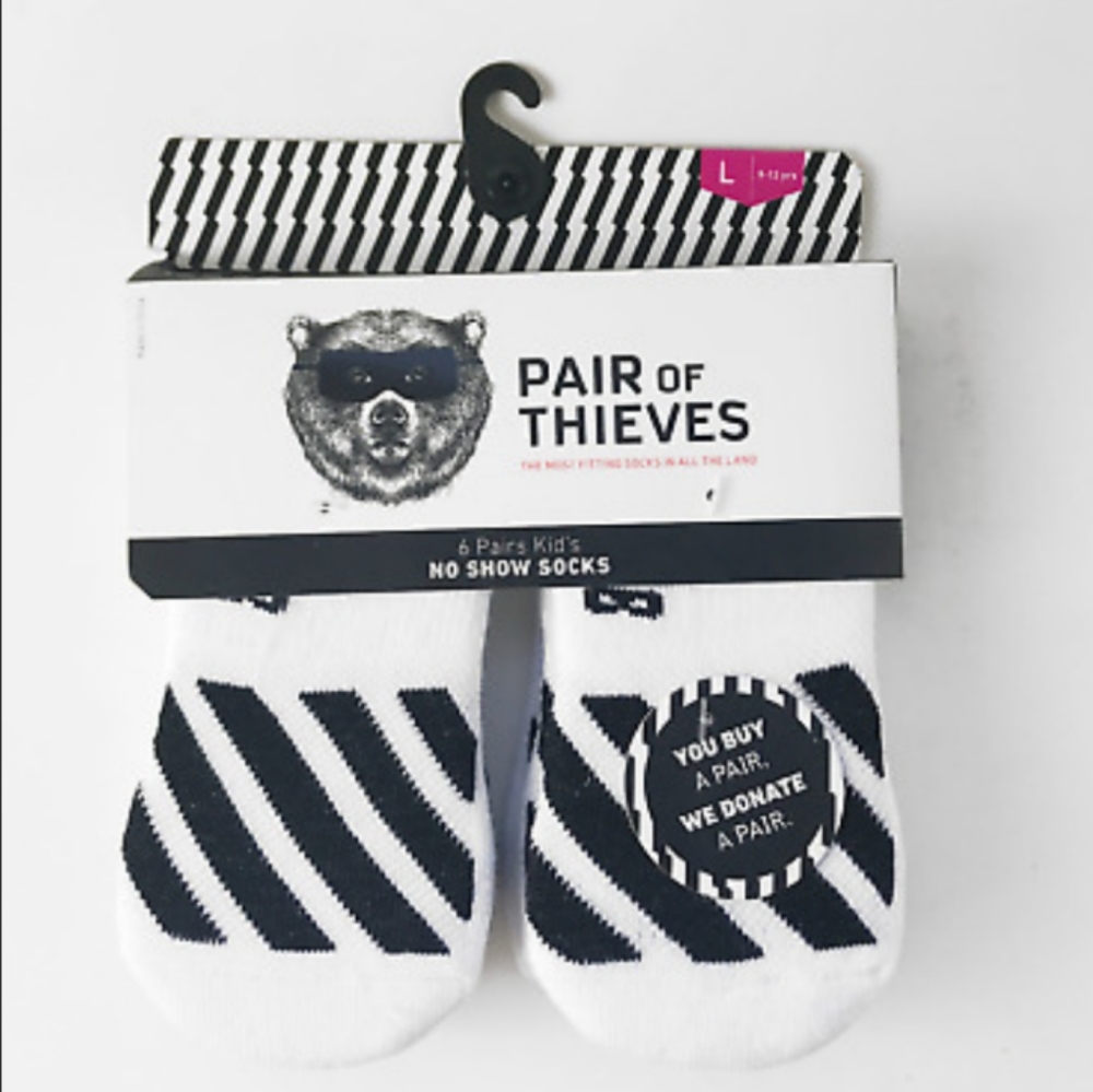 Pair of Thieves Kids 6pk No Show Socks White - L